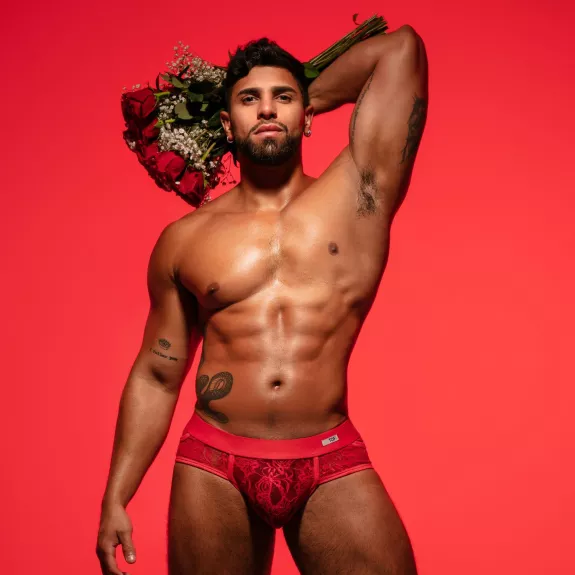 Fluid Lace Pocket Brief Red