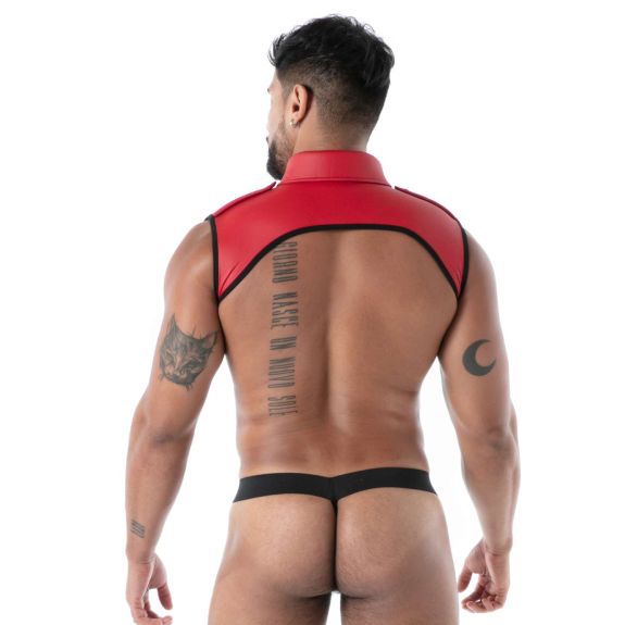Harnais de Chemise à Col en Néoprène Rouge de dos