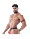 Collier en Néoprène Noir/Rouge de profil 