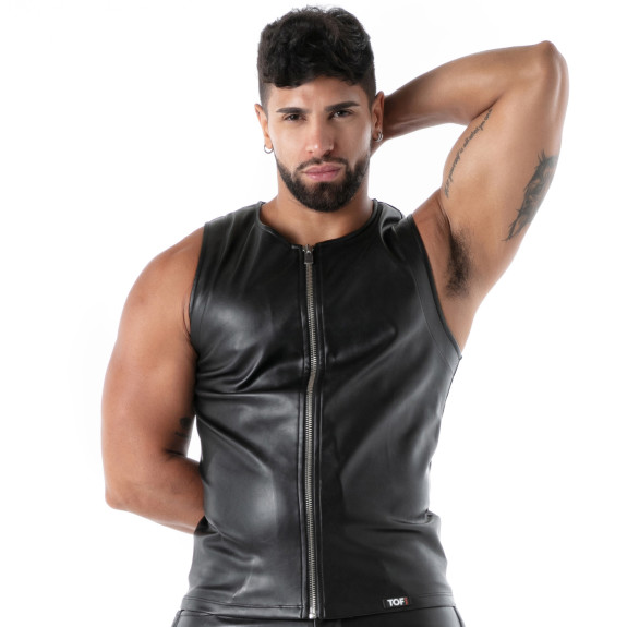 Black Sexy Men’s Tank Top – Metal Zip | TOF Paris