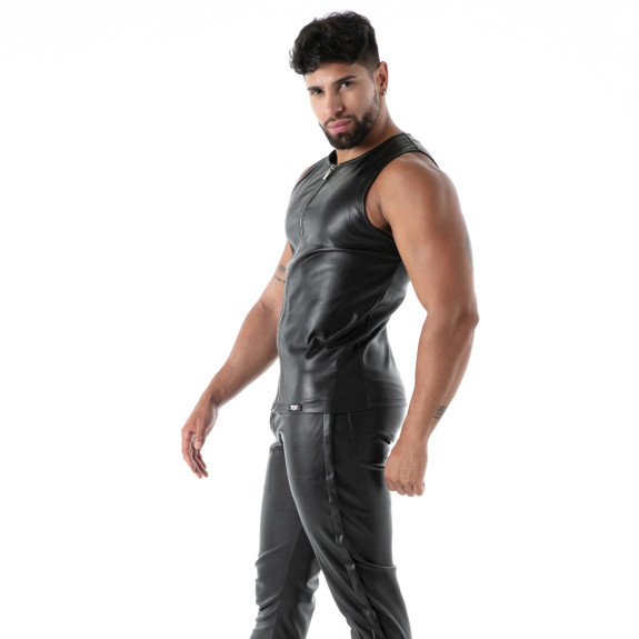 Débardeur zippé sexy noir de profil