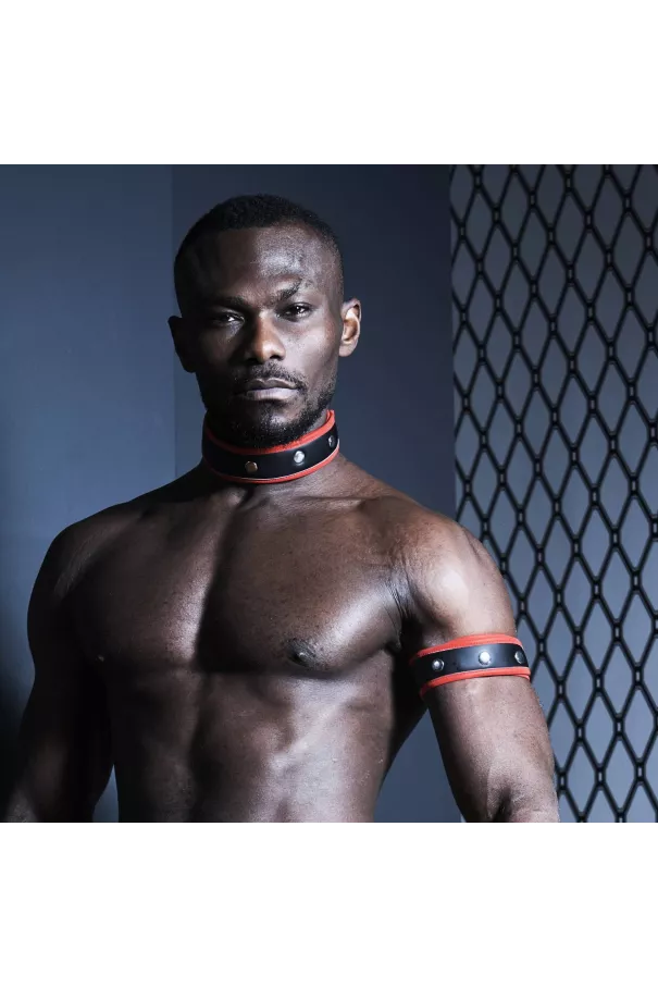Collier En Néoprène Noir Et Rouge  Pour Homme | Accessoire Fetish TOF Paris