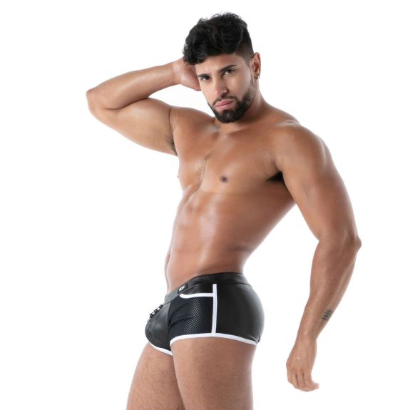 Culotte à Fermeture Eclair Intégrale Kinky Noir Blanc de profil