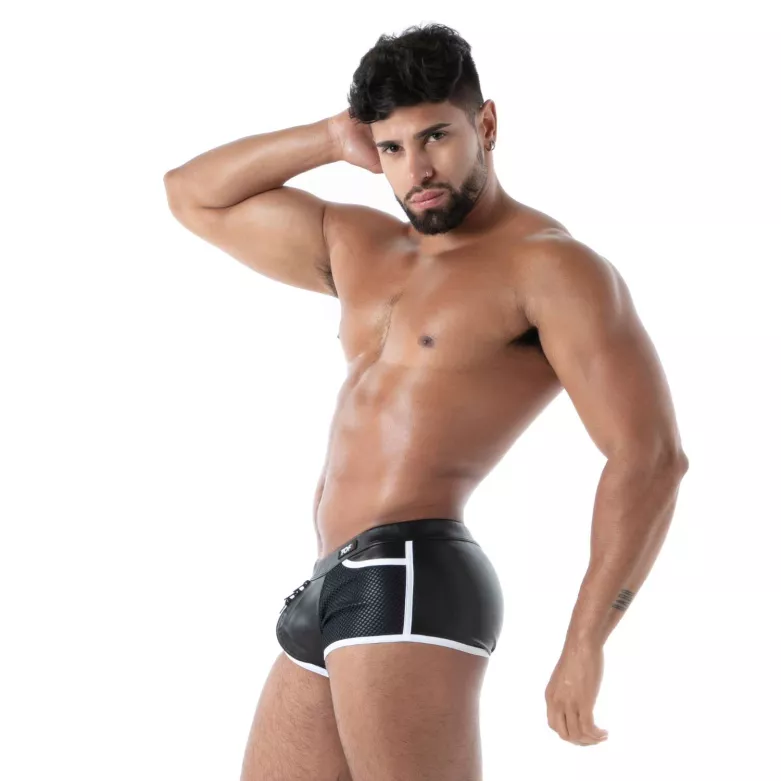 Kinky Full Zip Trunk Black White
