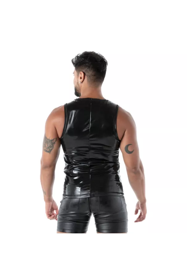 Black Second Skin Zip Latex Tank Top