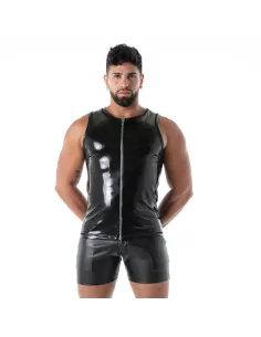 Black Second Skin Zip Latex Tank Top