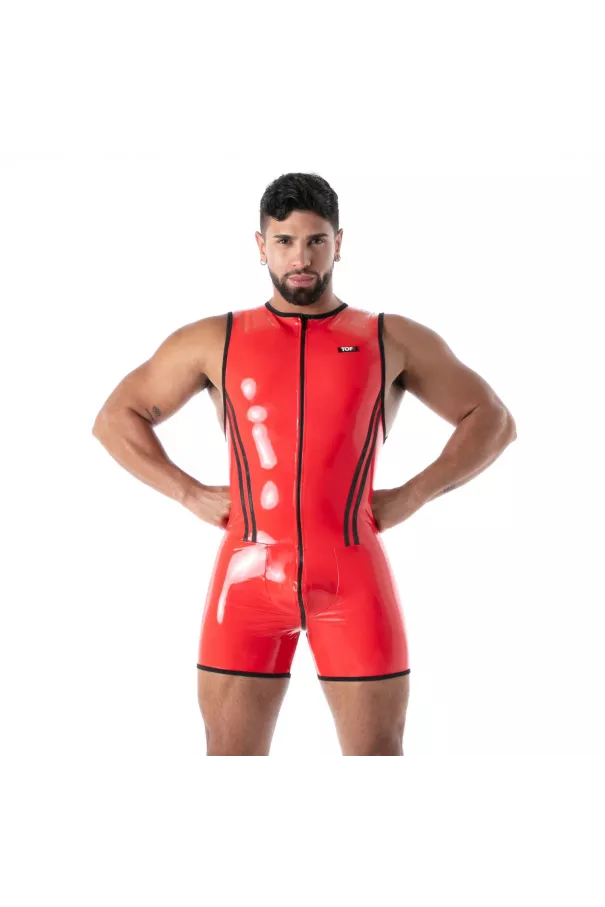 Latex Full Zip Body second skin red