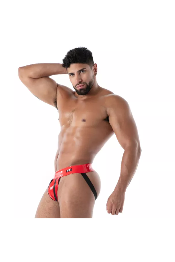 Jock Zippé En Latex Seconde Peau Rouge | Fetishwear Audacieux | TOF Paris