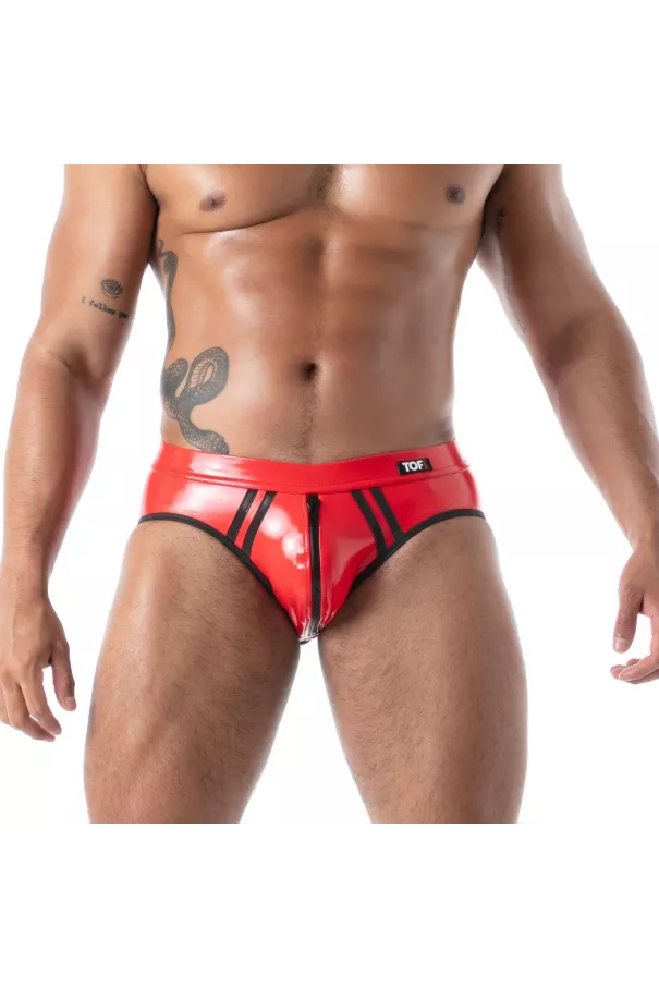 Slip Ouvert en Latex Seconde Peau Rouge – Sexy Men’s Underwear | TOF Paris
