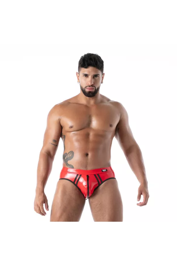 Slip Ouvert en Latex Seconde Peau Rouge – Sexy Men’s Underwear | TOF Paris