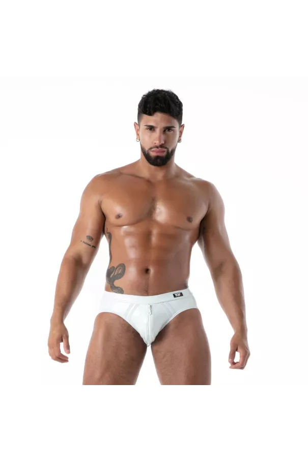Slip Ouvert en Latex Seconde Peau Blanc | Sexy Men’s Underwear | TOF Paris