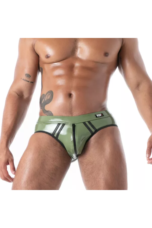 Bottomless Briefs Latex Khaki