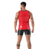 Homme avec un Débardeur Latex Seconde Peau Rouge