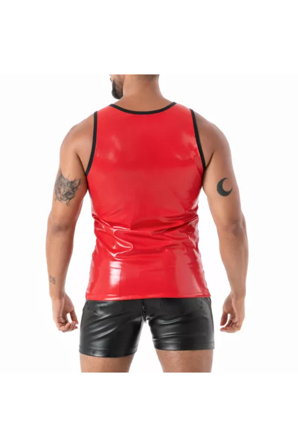 Débardeur Latex Seconde Peau Rouge De Dos