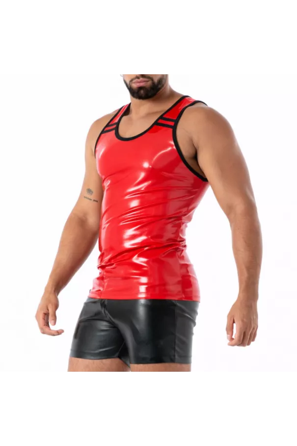 Débardeur Latex Seconde Peau Rouge De Profil