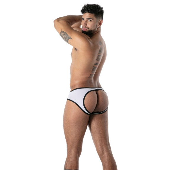 Slip Ouvert en Microfibre Mon Amour Blanc