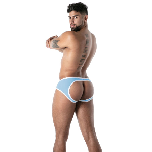 Slip Ouvert en Microfibre Mon Amour Bleu