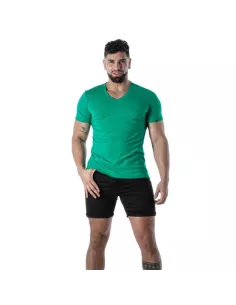 T-Shirt Coloré à Col V Vert - T-shirts homme tendance | TOF Paris
