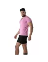 T-Shirt Coloré à Col V Rose