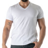 T-Shirt Coloré à Col V Blanc - T-shirts homme casual haut de gamme | TOF Paris