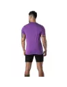 T-Shirt Coloré à Col V Violet