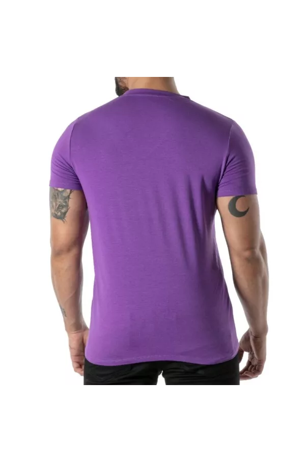Purple V-Neck T-Shirt - Men's Casual Style & French Craftsmanship | TOF Paris