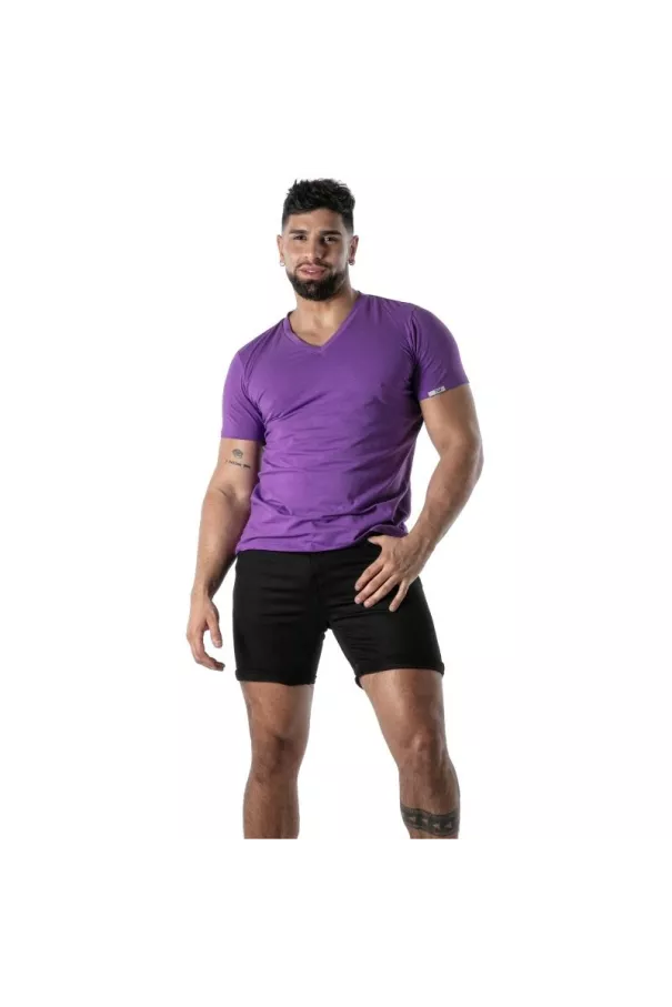 Purple V-Neck T-Shirt - Men's Casual Style & French Craftsmanship | TOF Paris