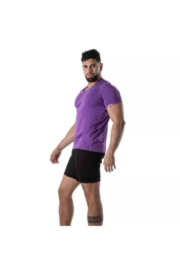 Purple V-Neck T-Shirt - Men's Casual Style & French Craftsmanship | TOF Paris