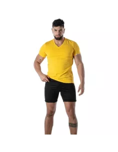 Yellow V-Neck Colorful T-Shirt - Men's Casual Streetwear | TOF Paris