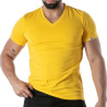 T-Shirt Coloré à Col V Jaune - T-shirts homme casual | TOF Paris