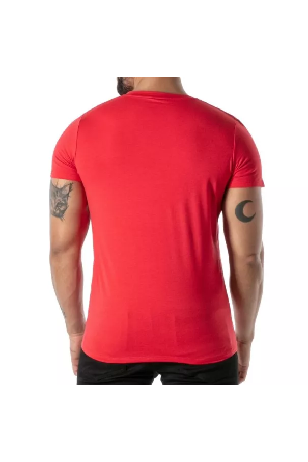 T-Shirt Coloré à Col V Rouge - T-shirts homme tendance en France | TOF Paris