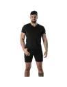 T-Shirt Coloré à Col V Noir