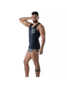 Navy Blue Camo Tank Top - Men's Casual Wear | TOF Paris