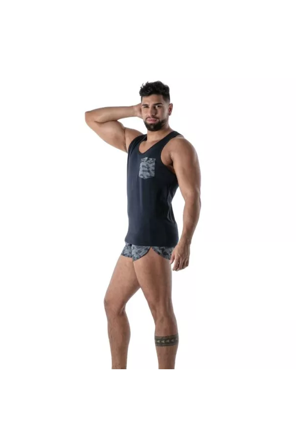 Débardeur Camo Bleu Marine - T-shirts homme tendance | TOF Paris