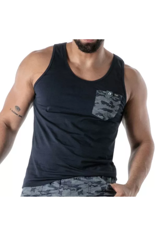 Débardeur Camo Bleu Marine - T-shirts homme tendance | TOF Paris