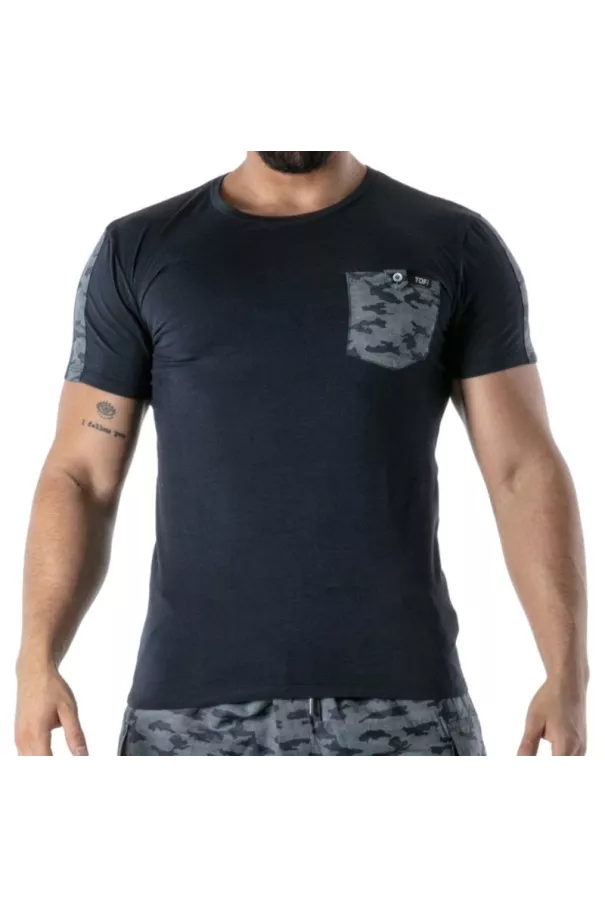 T-Shirt Camo Bleu Marine - T-shirt homme élégant et audacieux | TOF Paris
