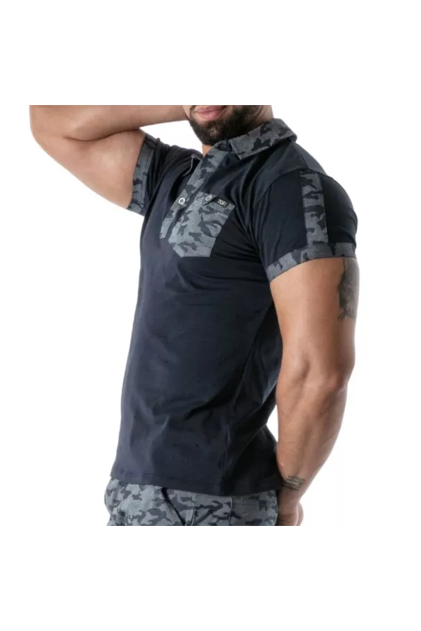 Blue Marine Camo Polo - Men’s Casual Polo Shirt | TOF Paris
