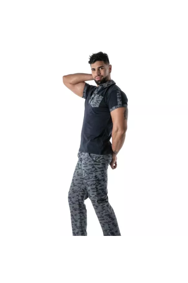 Blue Marine Camo Polo - Men’s Casual Polo Shirt | TOF Paris