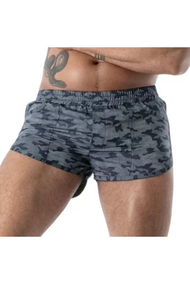 Short Retro à Poches Camo Bleu - Shorts homme casual tendance | TOF Paris