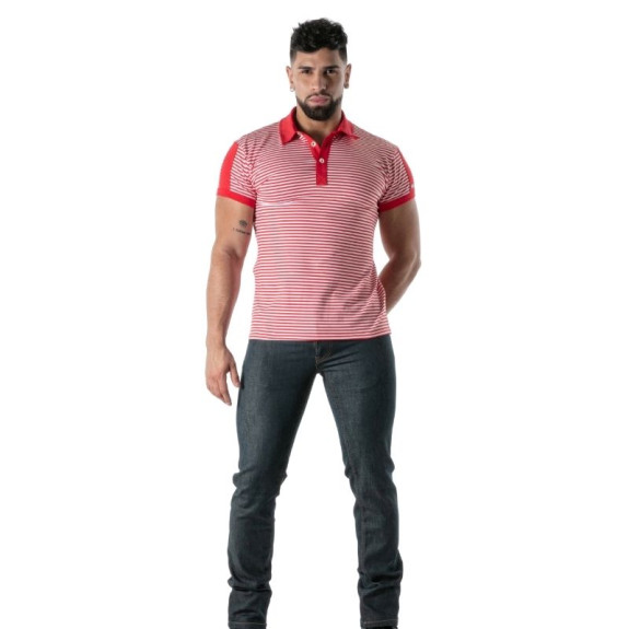 Polo à Rayures Rouge