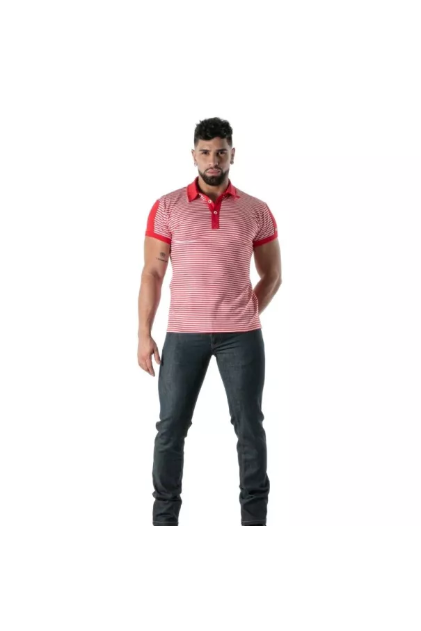 Polo à Rayures Rouge - Men's Polo Shirt Casual Fashion | TOF Paris