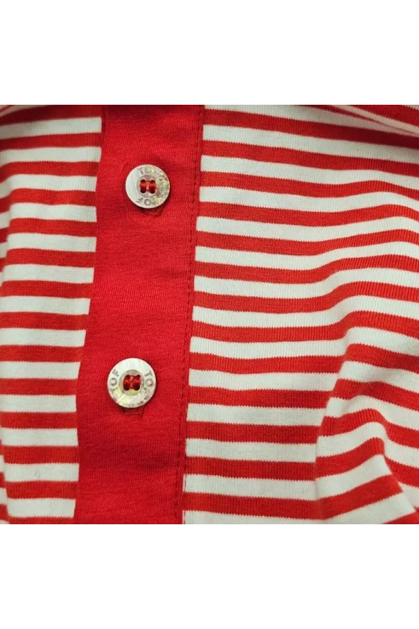 Polo à Rayures Rouge - Men's Polo Shirt Casual Fashion | TOF Paris