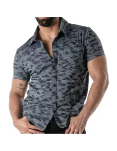 Chemise camouflage à manches courtes bleu - Casual & clubwear | TOF Paris