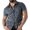 Chemise camouflage à manches courtes bleu - Casual & clubwear | TOF Paris