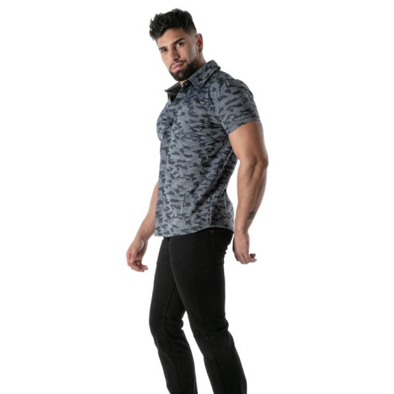 Chemise camouflage à manches courtes bleu