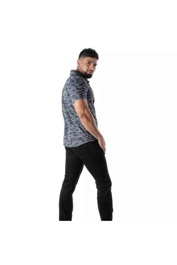 Chemise camouflage à manches courtes bleu - Casual & clubwear | TOF Paris