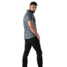 Short-sleeved blue camouflage shirt - Men's casualwear & street style | TOF Paris
