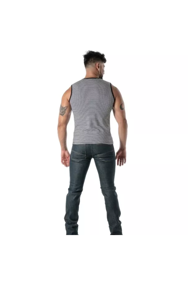 Black Striped Tank Top - Men's Casual Fashion | TOF Paris