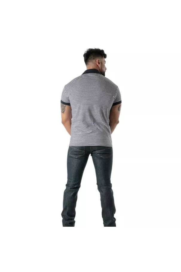 Polo à Rayures Bleu Marine - Men's Casual Polo Shirt | TOF Paris