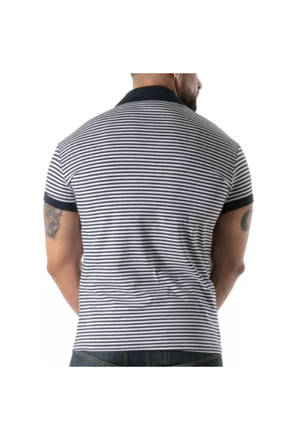 Polo à Rayures Bleu Marine - Men's Casual Polo Shirt | TOF Paris